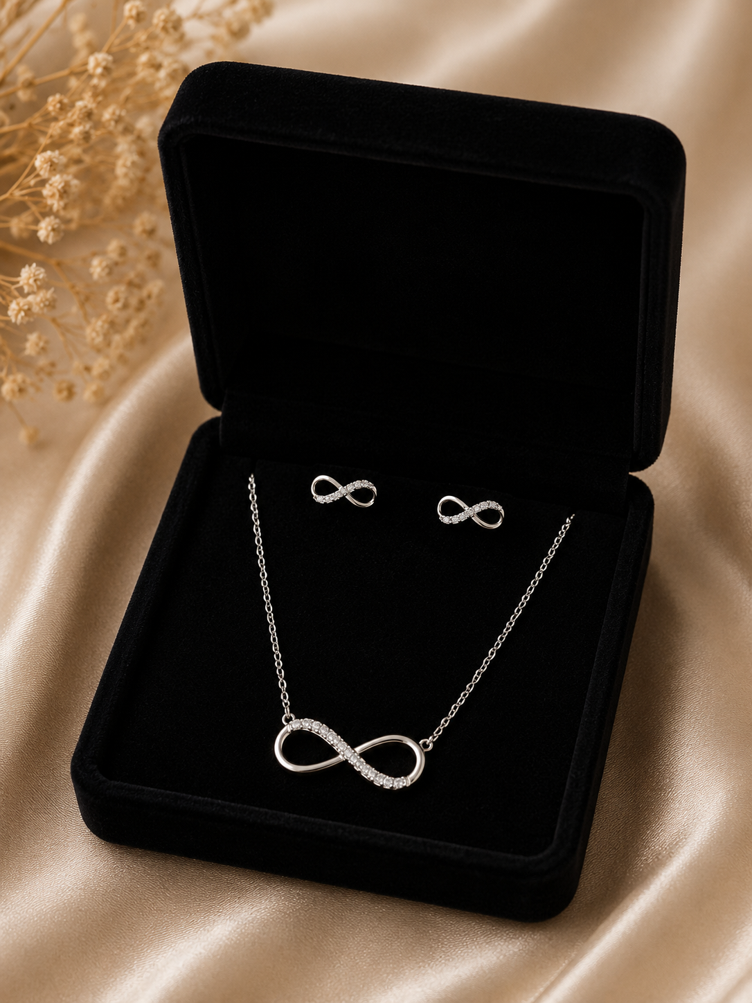 Infinity Necklace & Earrings Jewellery Set