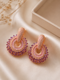 Elegant Rose Gold Purple Crystal Earrings