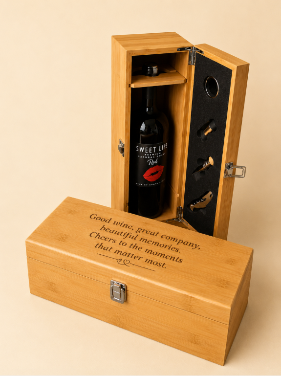 Wooden Wine Box Gift Set